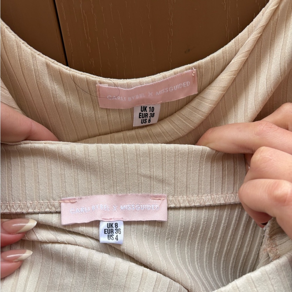 Missguided Cream Ribbed Two-Piece Set - Picture 2 of 2